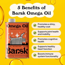 Barsk Wild Alaskan Fish Oil for Dogs & Cats - Supports Itchy Skin Relief, Shiny Coat, Joint & Heart Health – Salmon Oil Formula High in Omega-3, EPA & DHA – Tasty Cat & Dog Food Toppers for Dry Food