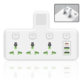 AceSoft 2 Prong Power Strip,High-Voltage Home External Desktop 2 Prong Plug with 3 Outlets Type C USB A Adapter Compatible with Non-Grounded Outlets