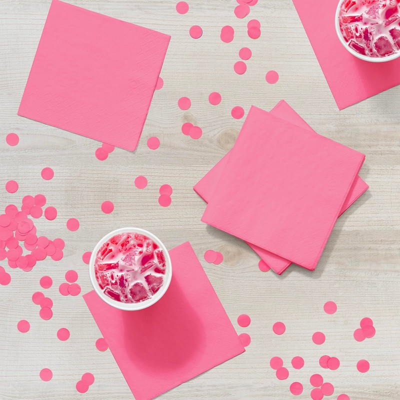 Creative Converting 803042B Bright Pink Beverage Paper Napkins, 50 Pcs