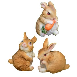 TK.Felly Garden Ornaments Rabbits Set of 3 Gardening Figurines Garden Decor Cute Rabbit Decoration
