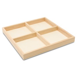 DIY Square Wooden Divided Serving Tray 12 x 12-inch, Pack of 5 4-Section Candy Tray for Vegetable & Fruit Party Platters, by Woodpeckers