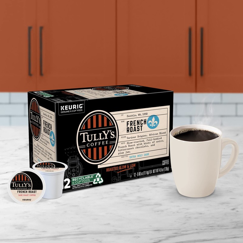 Tully's Coffee French Roast Keurig Single-Serve K-Cup Pods, Dark Roast