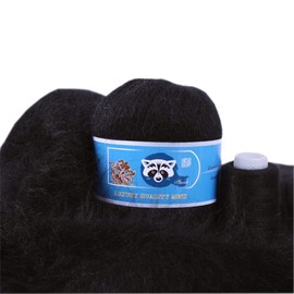 3 Balls Mink Cashmere Yarn, Luxury Fur Hairy Long Plush Mink Cashmere Yarn for Hand Knitting Crochet DIY Project 150g (Black)