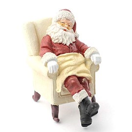 Melody Jane Dollhouse Sleeping Santa Figurine Santa in Chair 1:12 Resin