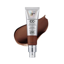 IT Cosmetics Your Skin But Better CC+ Cream, Deep Bronze - Color Correcting Cream, Full-Coverage Foundation, Hydrating Serum & SPF 50+ Sunscreen - Natural Finish - 1.08 fl oz