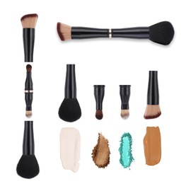 TIESOME 4 in 1 Makeup Brush Set Foundation Brush Blush Brush Eyeshadow Powder Brush Concealer Brush All-in-One Travel Makeup Brush Double Sided Makeup Brush for Foundation Concealer Powder