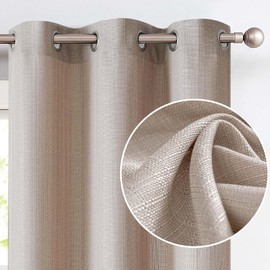 jinchan Taupe Linen Textured Curtains 84 Inch Long 2 Panels for Living Room Grommet Top Farmhouse Light Filtering Window Drapes for Bedroom Heathered Taupe