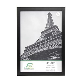 FrameWorks - 2-Pack 8” x 12” Black Back-Loading Wooden Poster Frame with Classic Edges