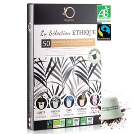 ORIGEENS Coffee Capsules Compatible with Nespresso | Arabic Organic Fairtrade Coffee in Biodegradable Coffee Capsule | Premium Set with 50 Coffee Pods | Hand Roasted