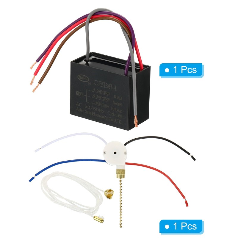 PATIKIL CBB61 Ceiling Fan Capacitor, 1Set 4+4.5+5uF 250V AC 50/60HZ