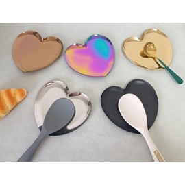 Stainless Steel Spoon Rest for Stove Top, Cute Spoon Rest for Kitchen Counter, Cooking Spoon Holder for Kitchen Counter, Utensil Rest for Spatula Ladle or Tong, 1 PCS (Heart, Silver)