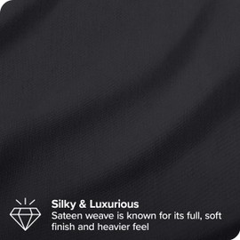 Bare Home 100% Organic Cotton Twin Sheet Set - Smooth Sateen Weave - Breathable & Cooling - Hotel Luxury Set - Deep Pocket Bed Sheets (Twin XL, Black)