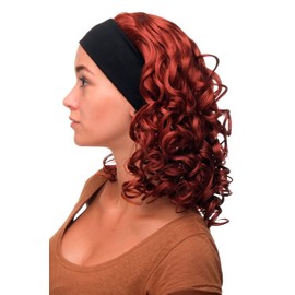 WIG ME UP - BRO-704-350 Women's Wig Headband (Firm) Voluminous Curls Shoulder Length Red Copper Red