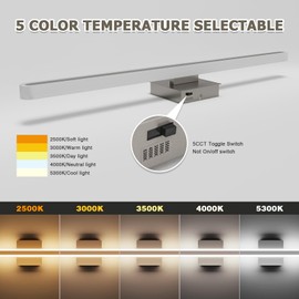 Joosenhouse Brushed Nickel Vanity Lights for Bathroom - 31.5 Inch 24W LED Bathroom Light Bar with 5CCT Dimmable, Modern Bathroomakeup Mirror Lights