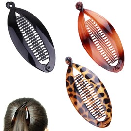 3 Pcs Large Banana Clip Hair Comb, Banana Hair Clip for Thick Fine Curly Hair, Vintage Clincher Combs Tool Accessories Fishtail Hair Clip Combs Double Banana Clip Set for Women Girls