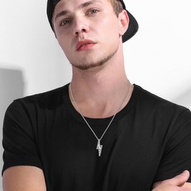 OHAYOO Lion Flash Necklace Men Women Silver 925 Lion Animal Pendant Chain Flash Jewellery Birthday Gifts for Unisex Boyfriend Father Husband Girls Women Girlfriend, Sterling Silver