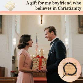 YangQian Anniversary Birthday Gifts for Boyfriend Cross Bracelet for Bf Gifts for Men Catholic Religious Gift for Him To My Boyfriend Bracelet Gift from Girlfriend