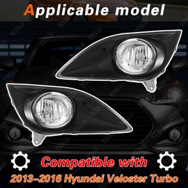TODO Halogen Fog Lights Compatible With 2013-2017 Hyundai V-eloster Turbo Fog Lamps 92201-2V500 92202-2V500 86523-2V500 86524-2V500 (A Pair)