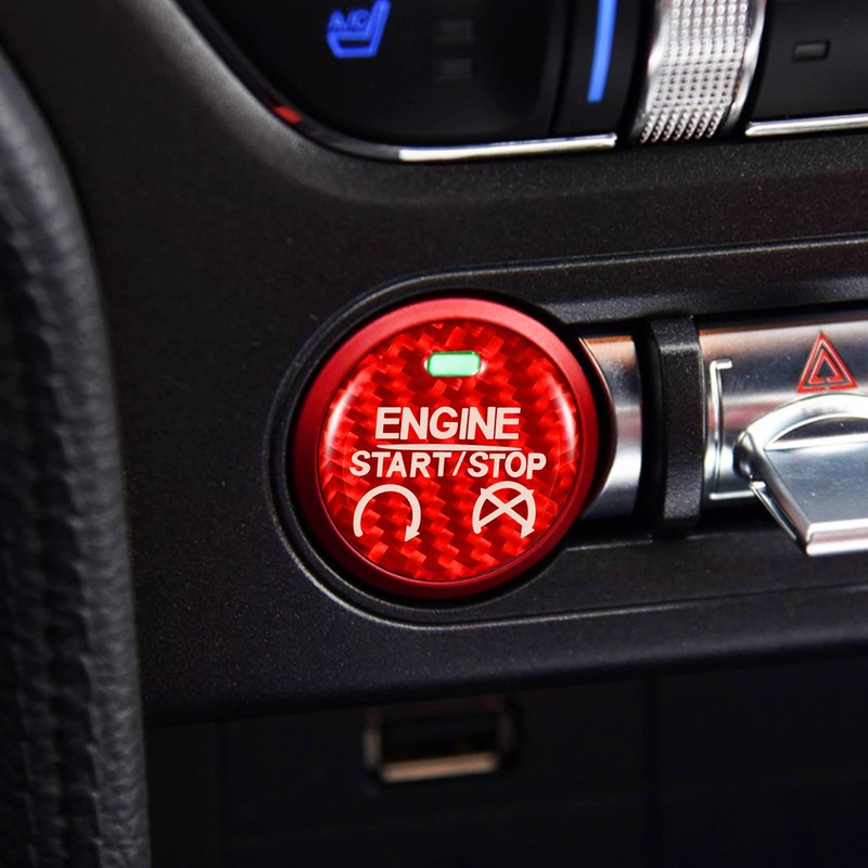 TOMALL Car Engine Button Cover Carbon Fiber Compatible with Ford