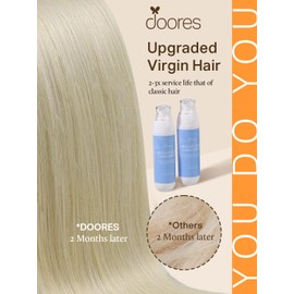 DOORES Human Hair Extensions Tape in, Ash Blonde Highlighted Platinum Blonde 24 Inch 100g 40pcs, Real Human Hair Extensions Tape in Straight Remy Hair Double