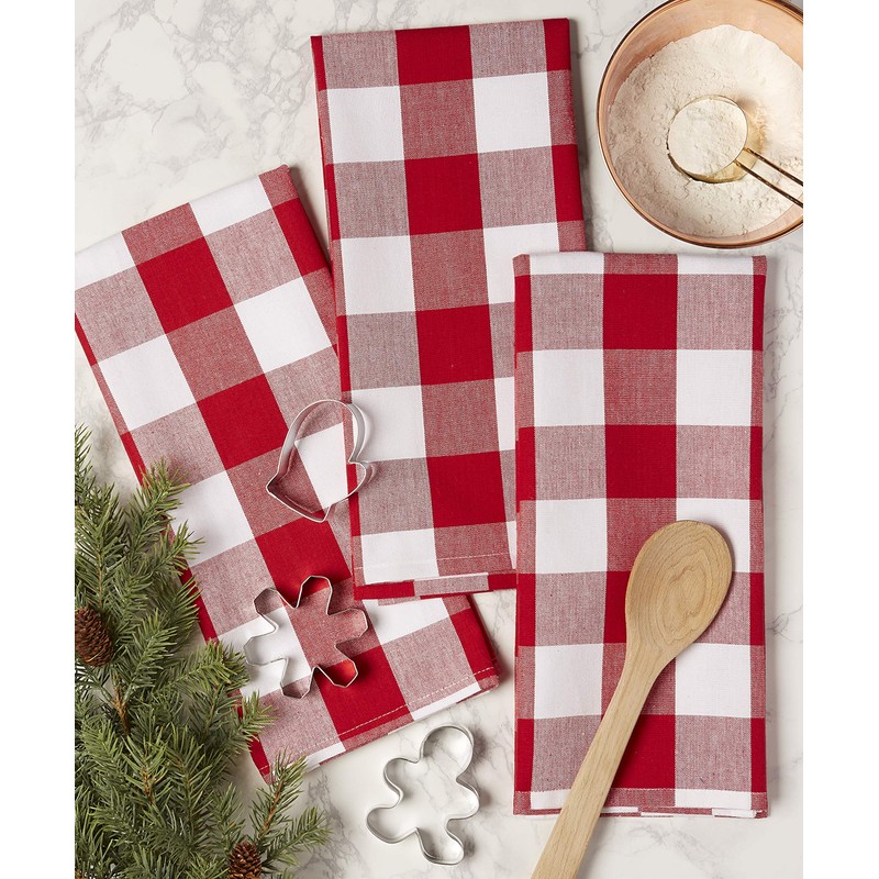 DII CAMZ11236 Cotton Buffalo Check Plaid Dish, Monogrammable Oversized Kitchen