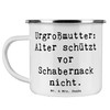Mr. & Mrs. Panda Camping Emaille Tasse Spruch Urgroßmutter Schabernack