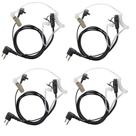 HQRP Set: 4PCS 2-Pin Hands Free with Earpiece and Push-to-Talk Microphone Compatible with Motorola Radio Devices CP Series: CP88 CP040 CP100 CP125 CP150 CP200 CP250 CP300 Plus HQRP Sun Meter