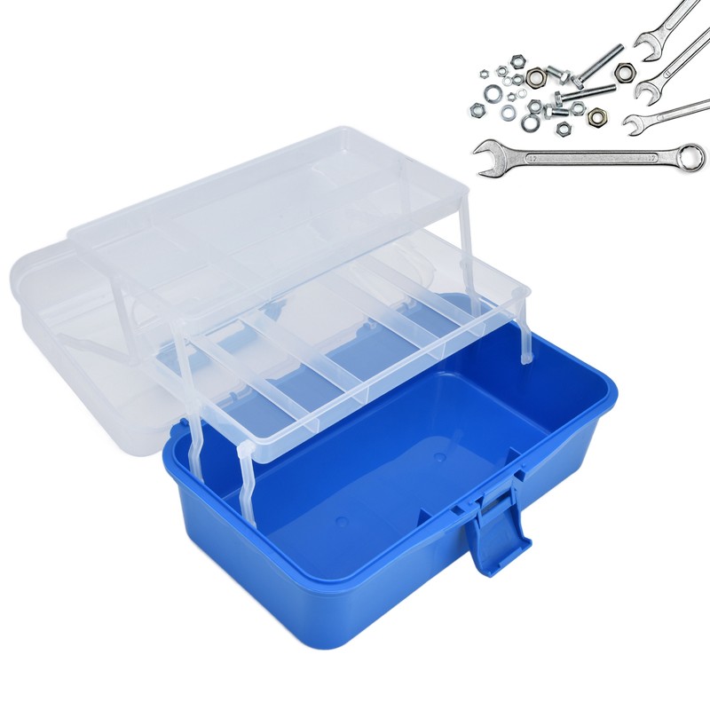 Plastic Storage Box Portable 3 Layer Folding Handheld Tool Organizer