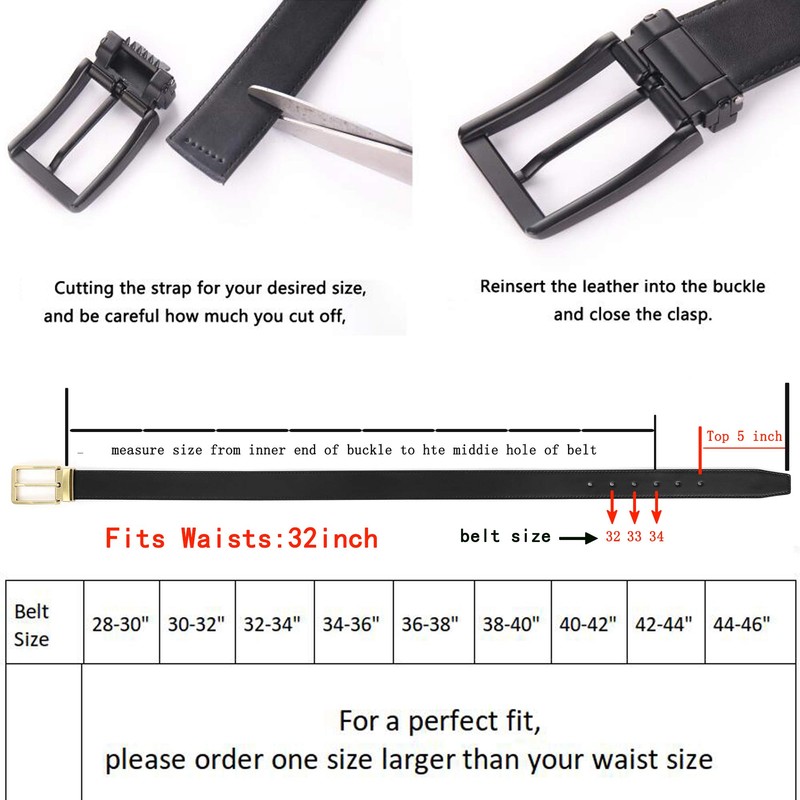 Weifert Cinturón de vestir para hombre de piel negro para