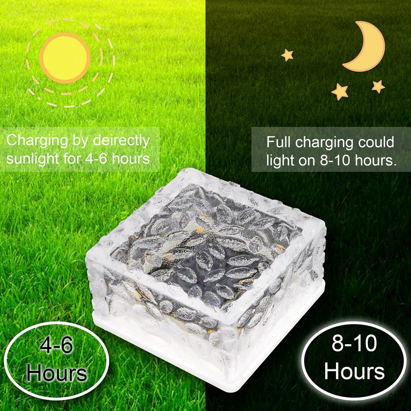 MEDOYOH 2PCS Cool White Light Solar Light PVC Brick, 10x10CM