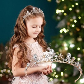 Oneroomone Crystal Tiara, Princess Crown, Wedding Bridal Crystal Tiara, Crown Headband, Rhinestone Hair Crown, for Wedding Headdress, Dance Party, Birthday Accessories, Daily Wear (Gold), Alloy,