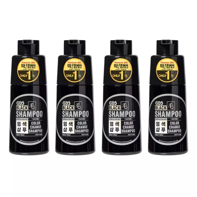 DdakHanBeon 딱한번 염색 샴푸 프리미엄 300 300ml 4통 [흑색4통] Once
