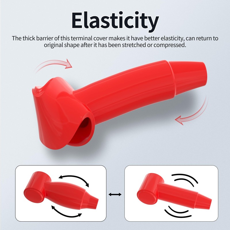 RVBOATPAT 10pcs Red Silicone Stud Terminal Cover Insulated Battery Terminal