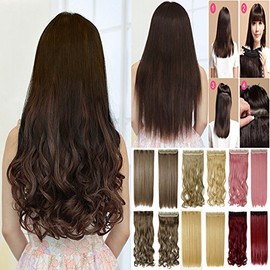 Artifice Super Volume 200gm 26Inch 5 Clips Curly/Wavy Hair Extension Maroon+Brown)1