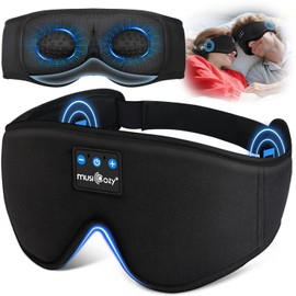 MUSICOZY Sleep Mask Headphones,100% Blackout 3D Eye Mask with Bluetooth Headphones,Comfortable Sleep Headphone with 16Hrs Playtime,No Pressure Bluetooth Sleep Mask for Side Sleepers,Travel,Nap