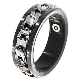 Yeforu Smart Ring Health Rings Cuban Link Rings Heart Rate Monitor Sleep Ring for Men Punk Style Smart Rings Step Counter Calorie Counter Fashion Sport Fitness Tracker