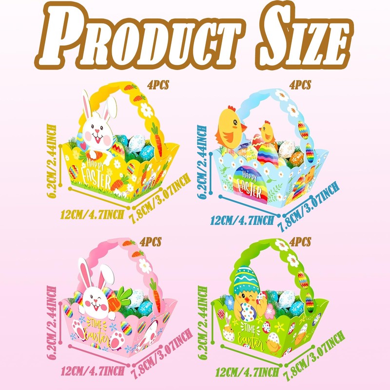 Easter Basket, Easter Gifts for Kids, 12 Pcs Easter Basket