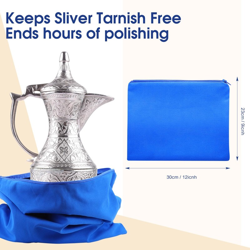 Sanwuta 8 Pcs Zippered Silver Storage Bags Anti Tarnish Silver