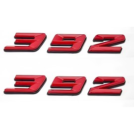 Pair Set 392 Passenger & Driver Side Rear Badge Emblem Body Nameplate Raised Sticker Decal (Black Red)