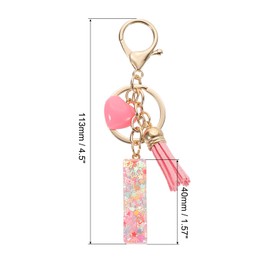 PATIKIL Initial Letter Keychain, Letter I Heart Design Charm with Tassels Decorative Alphabet Pendants for Bag Backpack DIY Craft, Pink