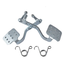 QASKEHKT Brake Throttle Pedals with Return Springs Kit for 196cc 6.5hp Road Rocket Azusa Fun Kart Radio Flyer Carter Go Kart Vintage Go Cart Racing Drift Trike Heavy Duty Parts Silver