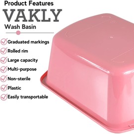 Wash Basins – Rectangular Plastic Hospital Bedside Soaking Tub [10 Pack] Small 7 Quart Graduated Bucket - Portable Washbasin for Washing, Cleaning, Foot Bath, Washing Dishes, Face Cleansing Bowl