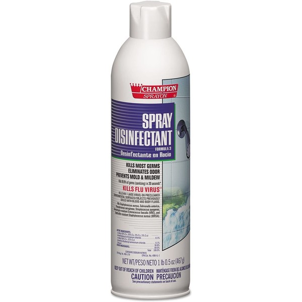 Disinfectant Spray Hospital-Type, Deodorizer, Prevents Mold and Mildew, Champion Sprayon, 16.5 oz. Can, Box of 12