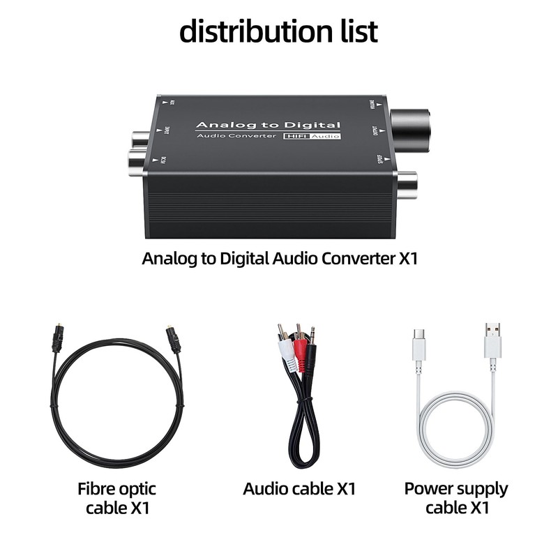 Analog to Digital Audio Converter RCA to Optical with 3.5mm