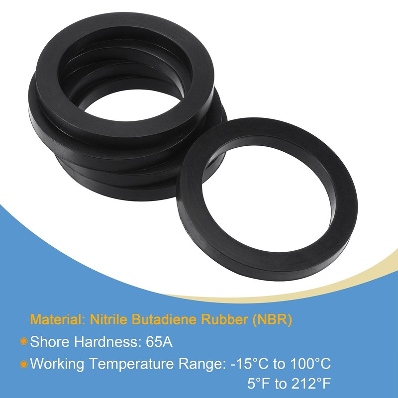 sourcing map Pack of 8 Nitrile Rubber Flat Washer 2
