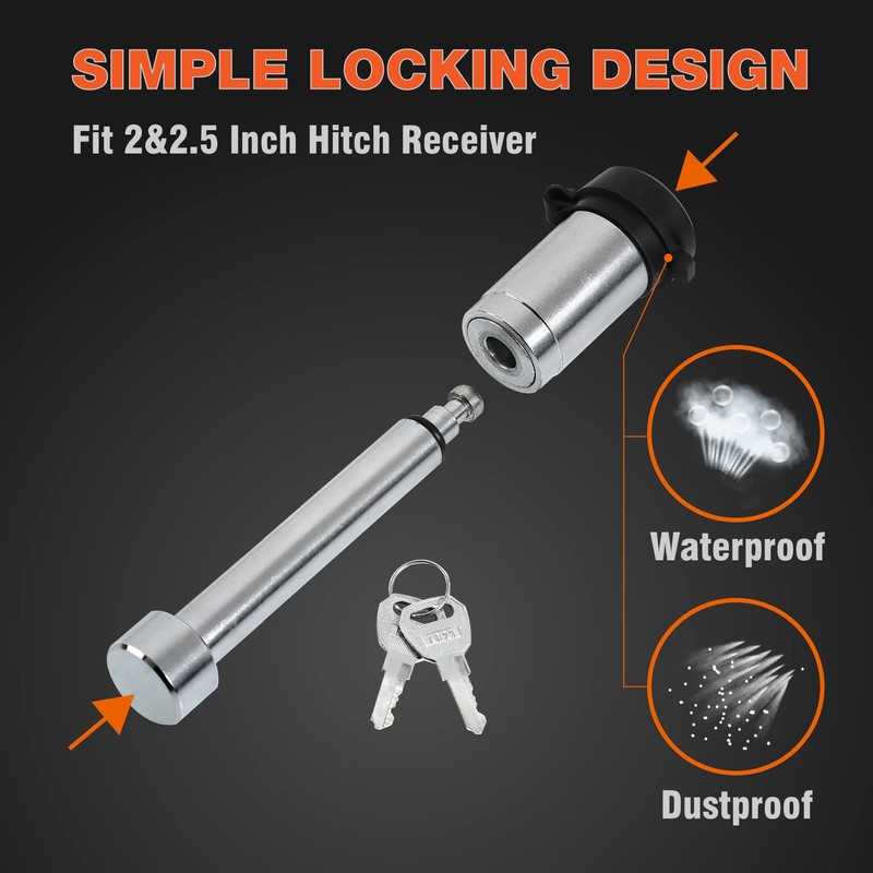 ROAD DAWG 2 Pack Hitch Lock Pin,5/8 Inch Trailer Receiver