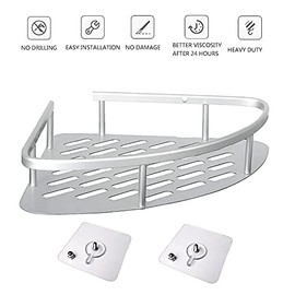 SIMSA-Expert Corner Shower Shelf No Drilling Shower Shelf Shower Bathroom Wall Shelf Bathroom Shelf Aluminium Silver Bathroom Shelf (1 x Corner Shelf)