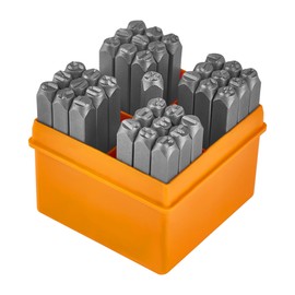 37-Piece Number and Letter Stamp Set 1/4 (6mm) (A-Z & 0-8 + Stars,use The 6 as a 9) CR-V Steel,Perfect for Most Stamping Applications