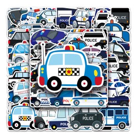 Police Car Stickers 50 Pcs Cute Waterproof Policeman Stickers for Laptop Skateboard Car Bike Computer Motorcycle Phone Scrapbook Water Bottle Luggage,Vinyl Aesthetic Decals for Teens Adults Kids