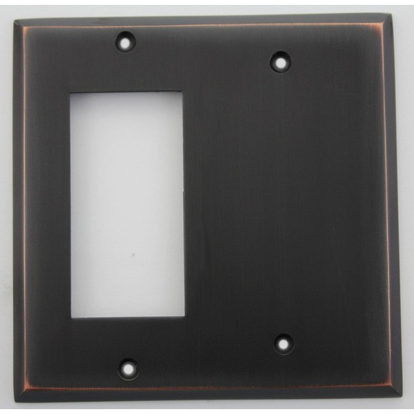 Oil Rubbed Bronze 2 Gang Wall Plate - 1 GFI Opening 1 Blank